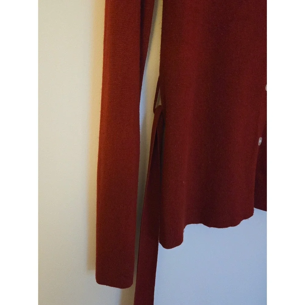 Free Assembly Ribbed Button Front Knit Top Rust Brown Collared Long Sleeve - Picture 8 of 12